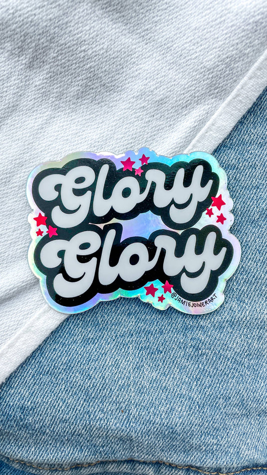 Vinyl Sticker; UGA Glory Glory (Holographic Background & White Background)