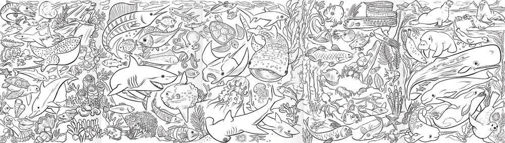 Eeboo Biggie Pencils with Fold-Out Mini Mural; Under the Sea