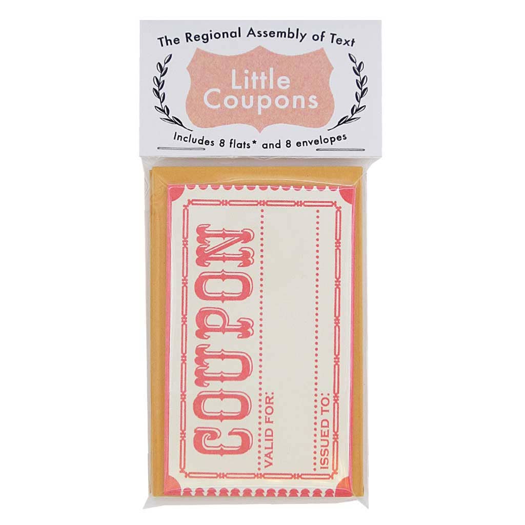Notecard Set; Little Coupons By The Regional Assembly of Text (8 Coupons + 8 Envelopes)