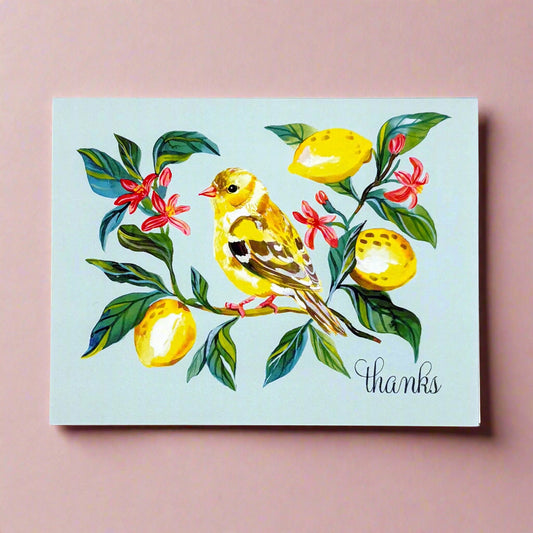 Greeting Card; Lemon and Bird Thanks - Made by Shellie