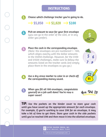My 100 Envelope Savings Challenge Binder