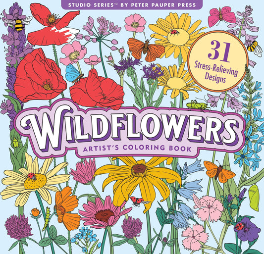 Adult Coloring Book; Wildflowers