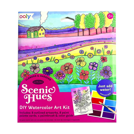Ooly D.I.Y. Watercolor Kit; Scenic Hues, Flowers & Gardens