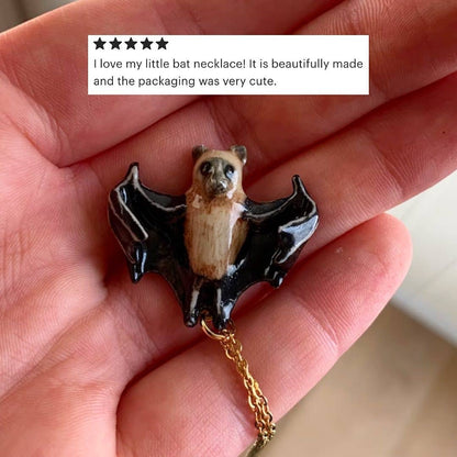 Bat Necklace (Hand-Painted Porcelain)