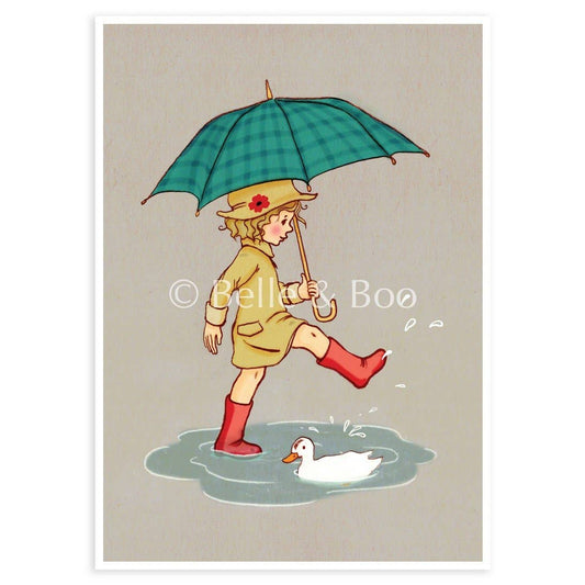 Belle & Boo Ltd Postcard; Umbrella (Vintage Colors)