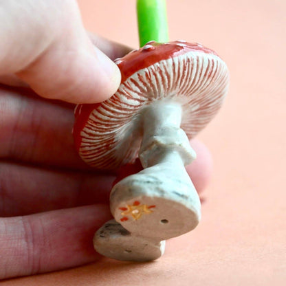Camp Hollow Cake Topper; Red Mushroom (Hand-Painted Porcelain)