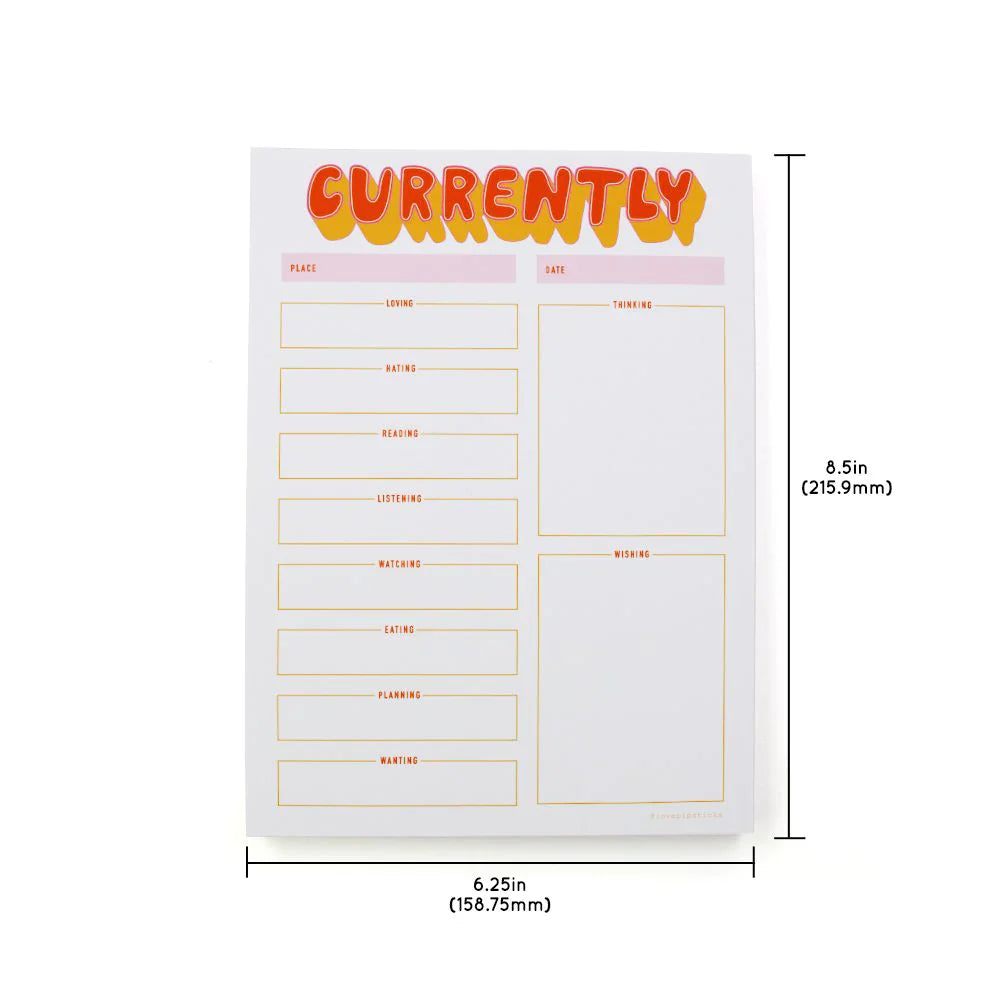 Pipsticks Notepad; Currently (75 Pages)