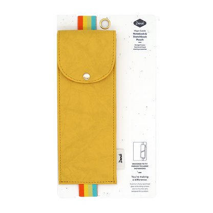 Notebook Pouch; Yellow Crinkle (Embroidered, Vegan Leather)