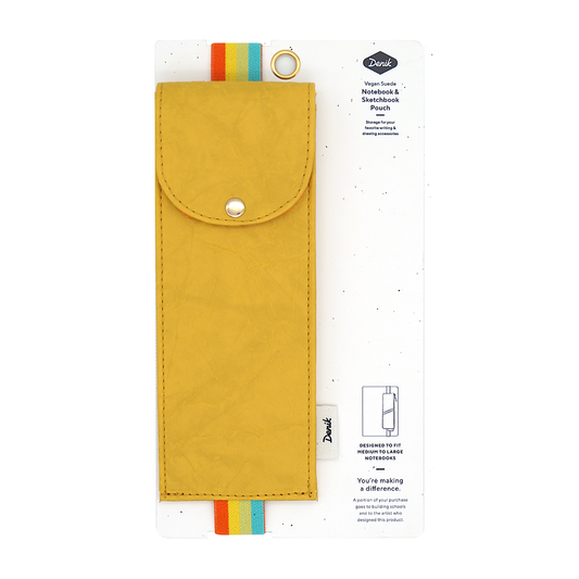 Notebook Pouch; Yellow Crinkle (Embroidered, Vegan Leather)
