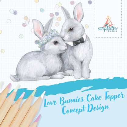 Camp Hollow Cake Topper; Love Bunnies (Wedding Cake Topper)