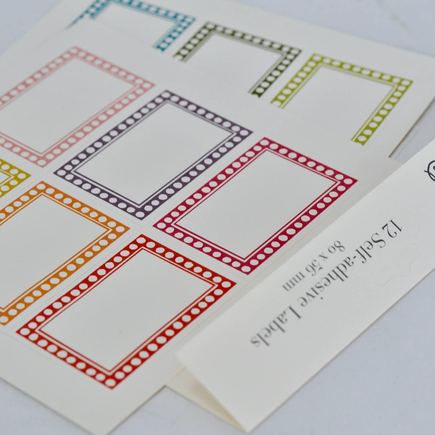 Large Decorative Labels; Packet of 12 Self-Adhesive Labels