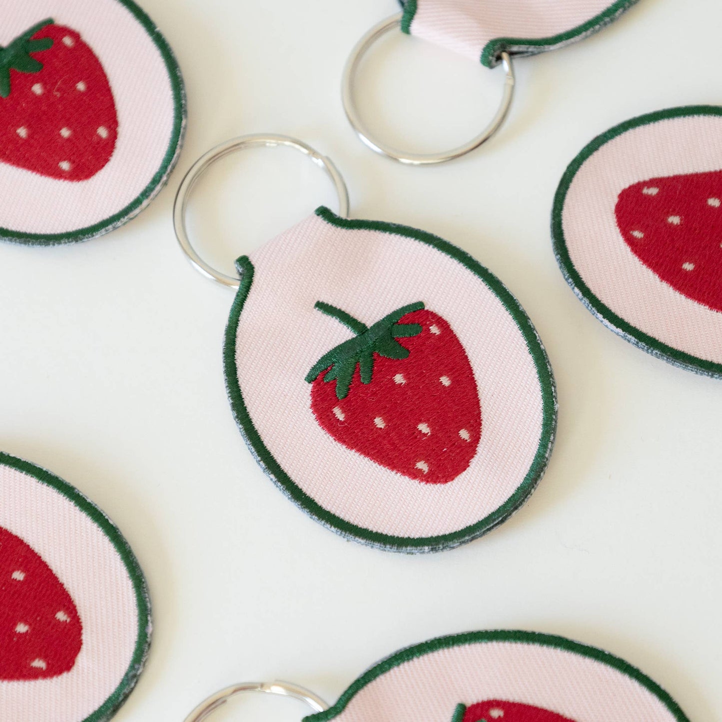 Embroidered Keychain; Strawberry