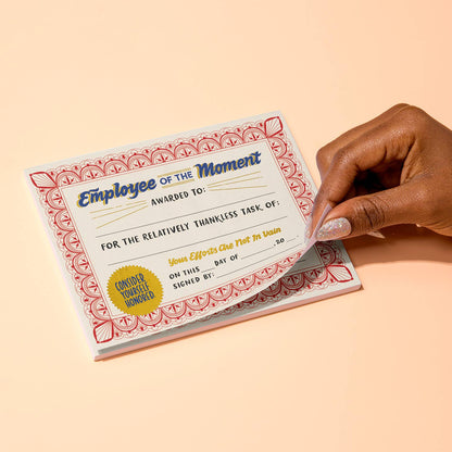 Certificate Notepad; Employee of the Moment