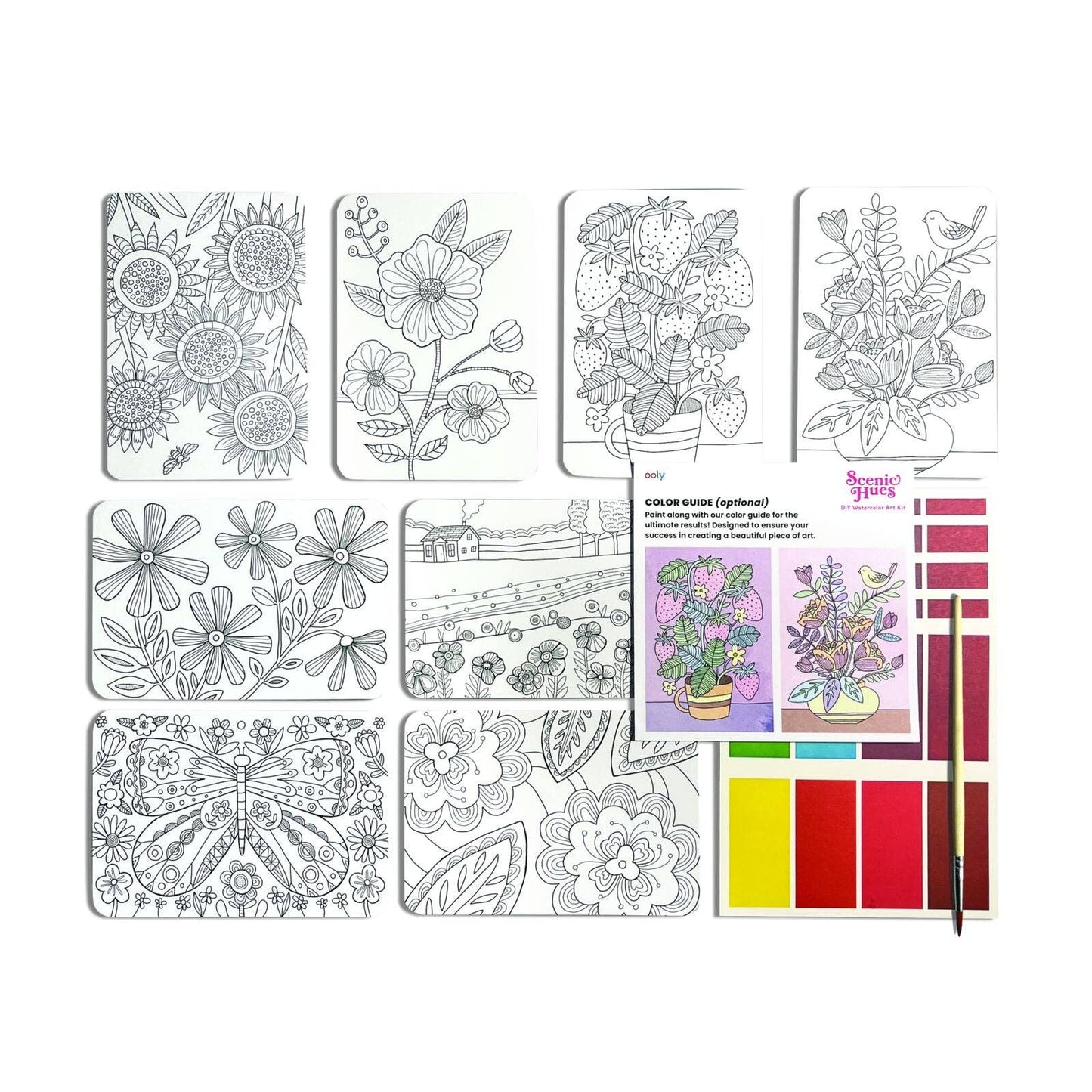 Ooly D.I.Y. Watercolor Kit; Scenic Hues, Flowers & Gardens