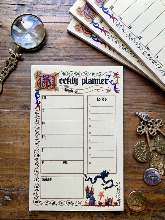 Weekly Planner Notepad; Medieval (5.5 x 8.5)