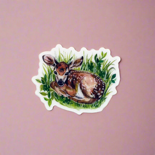 Vinyl Sticker; Sitting Fawn - Made By Shellie