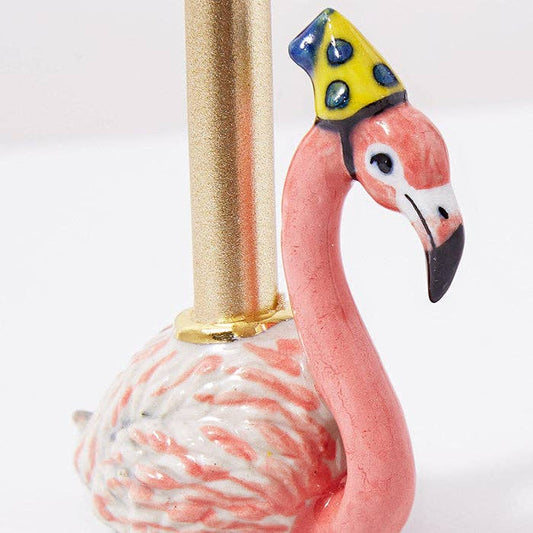 Camp Hollow Cake Topper; Flamingo (Hand-Painted Porcelain)