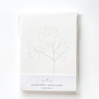 Paintable Notecard Set; Garden Flowers (Set of 8 Notecards & Envelopes)