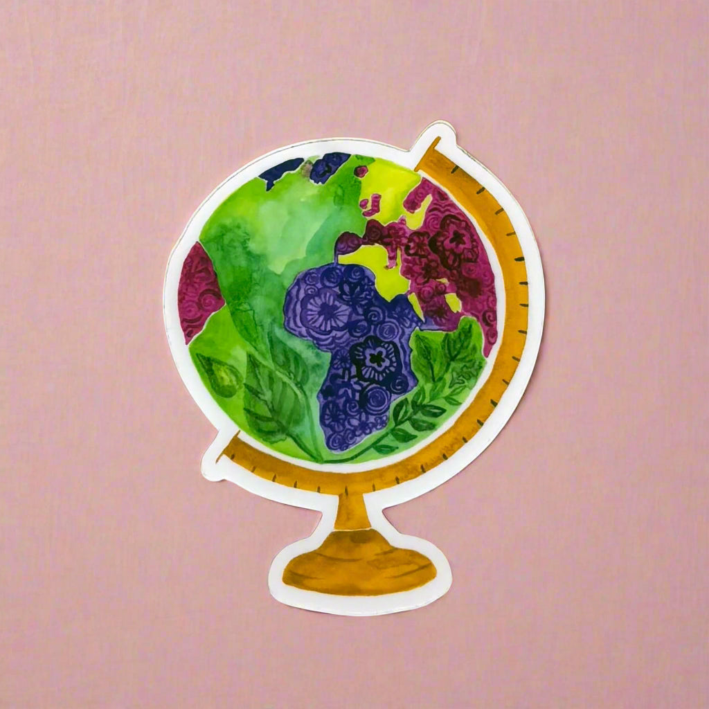 Vinyl Sticker; Purple Africa Globe - Made By Shellie