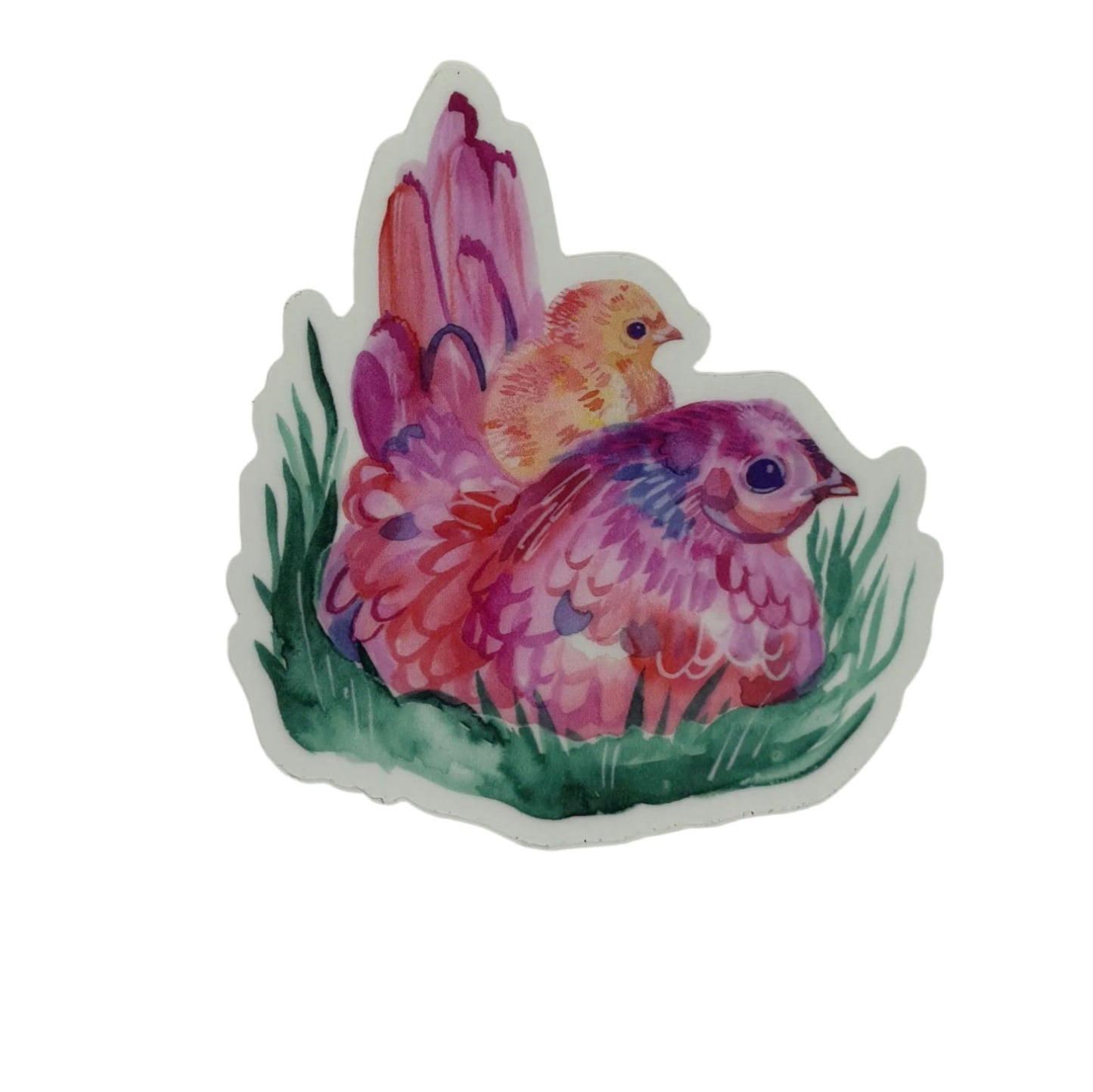 Vinyl Sticker; Mama Hen and Baby Chicken - Made By Shellie