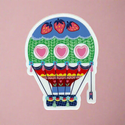 Vinyl Sticker; Heart Hot Air Balloon - Made By Shellie