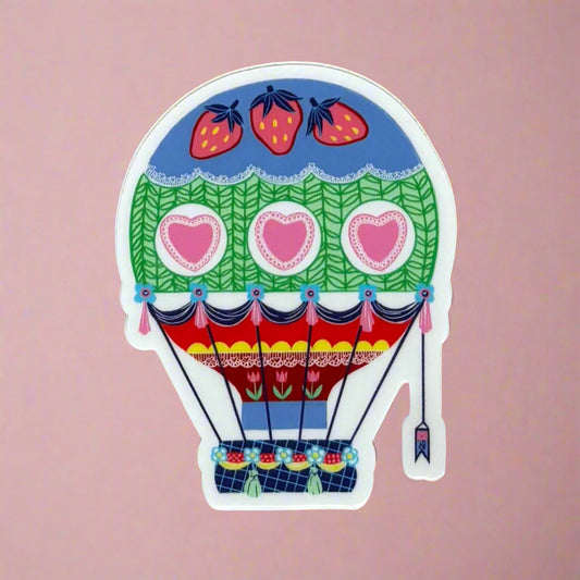 Vinyl Sticker; Heart Hot Air Balloon - Made By Shellie
