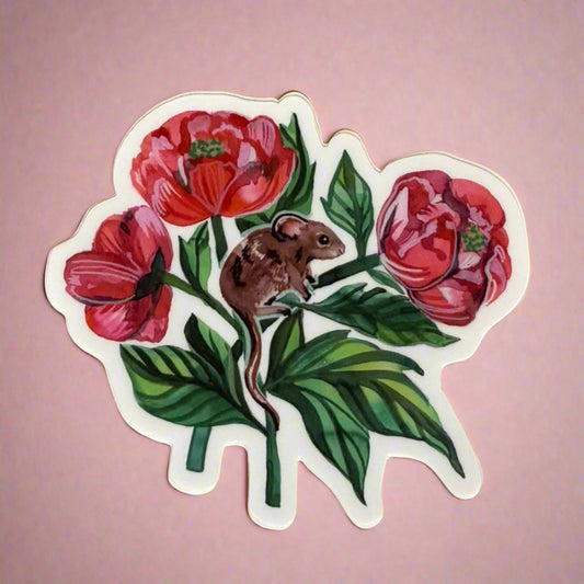 Vinyl Sticker; Mouse in Flowers - Made By Shellie
