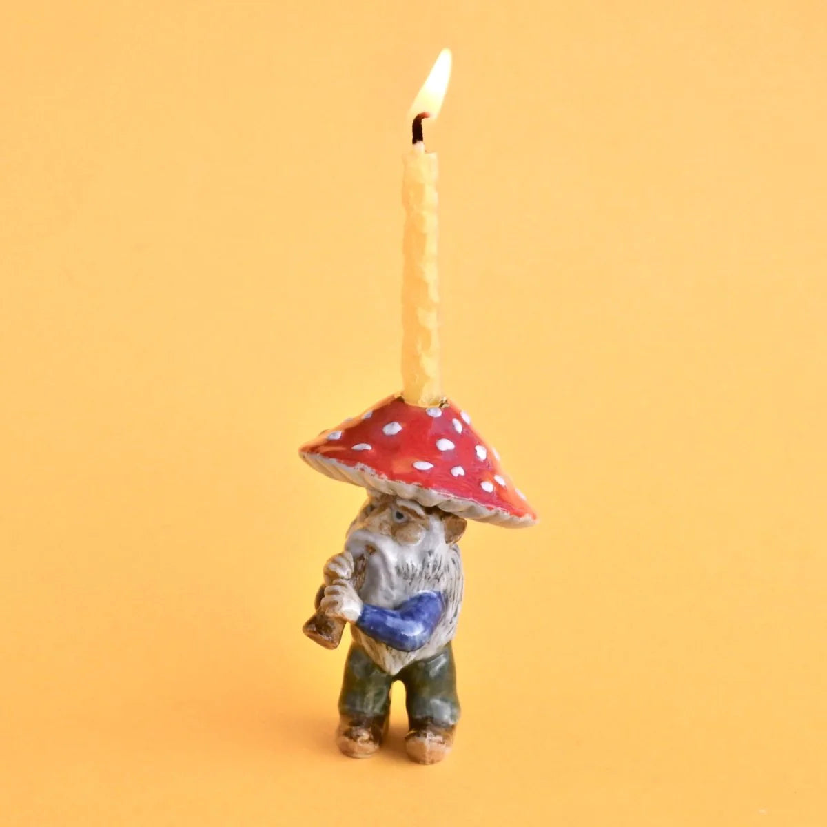 Camp Hollow Cake Topper; Mushroom Gnome (Hand-Painted Porcelain)