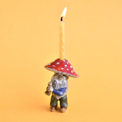 Camp Hollow Cake Topper; Mushroom Gnome (Hand-Painted Porcelain)