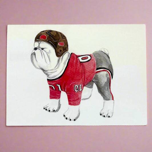 Art Print; Football Bulldog (5x7") - Made By Shellie