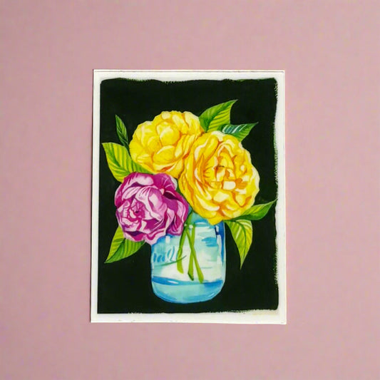 Vinyl Sticker; Flowers in a Vase - Made By Shellie
