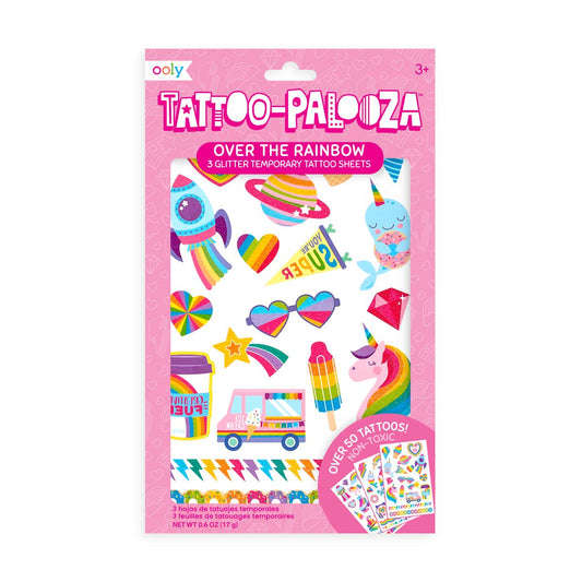 Ooly Tattoo Palooza Temporary Glitter Tattoos; Over The Rainbow (3 Sheets)