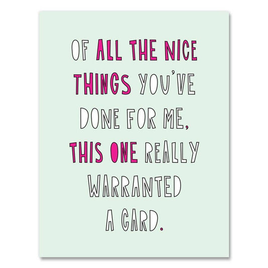 Gratitude Card; All the Nice Things