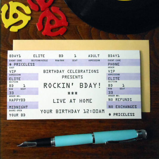 Birthday Card; Rock Ticket