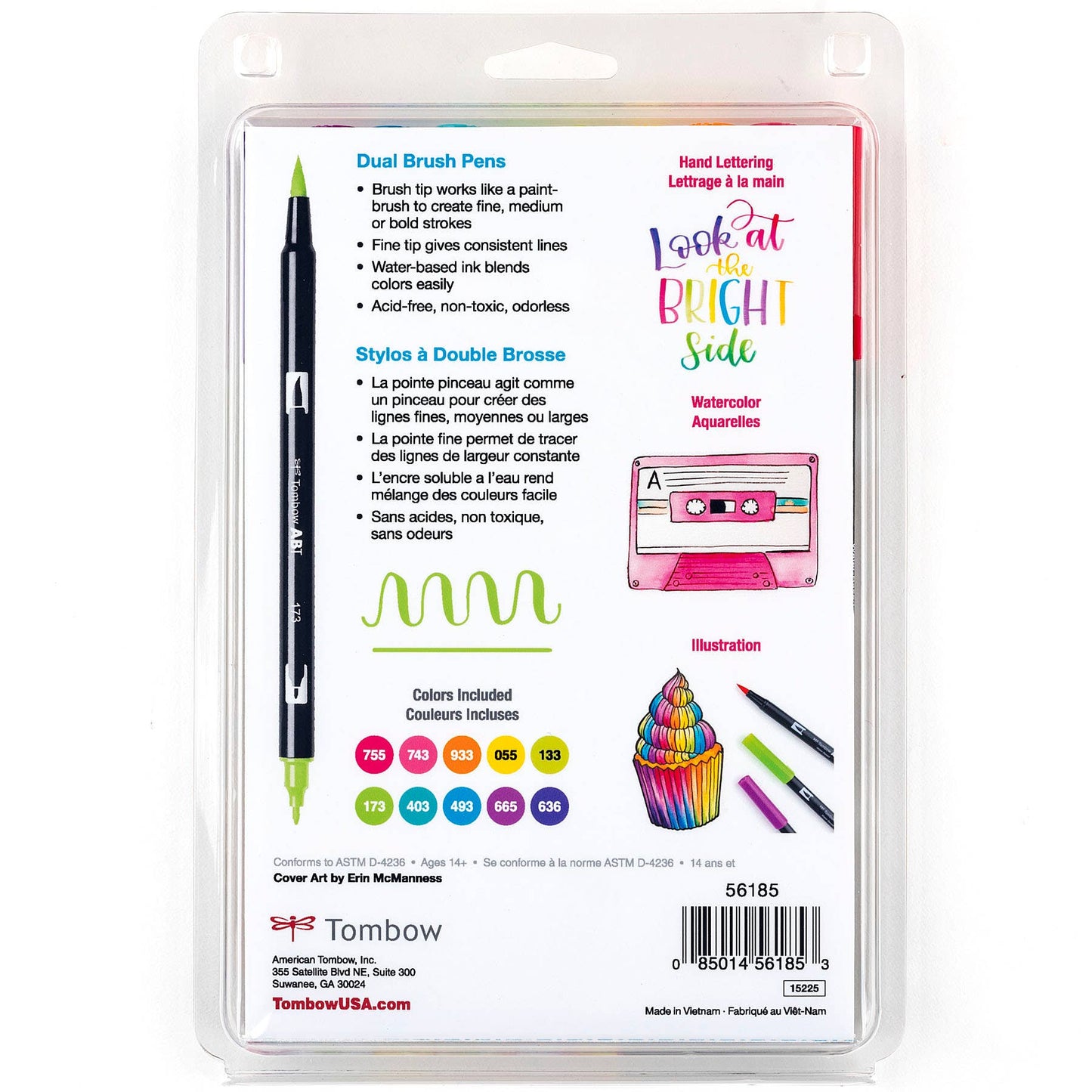 Tombow Dual Brush Pen Art Markers: Bright (10 Colors)