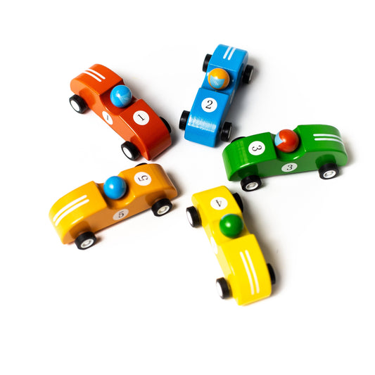 Pull Back Race Cars; (Wooden, 4 colors)