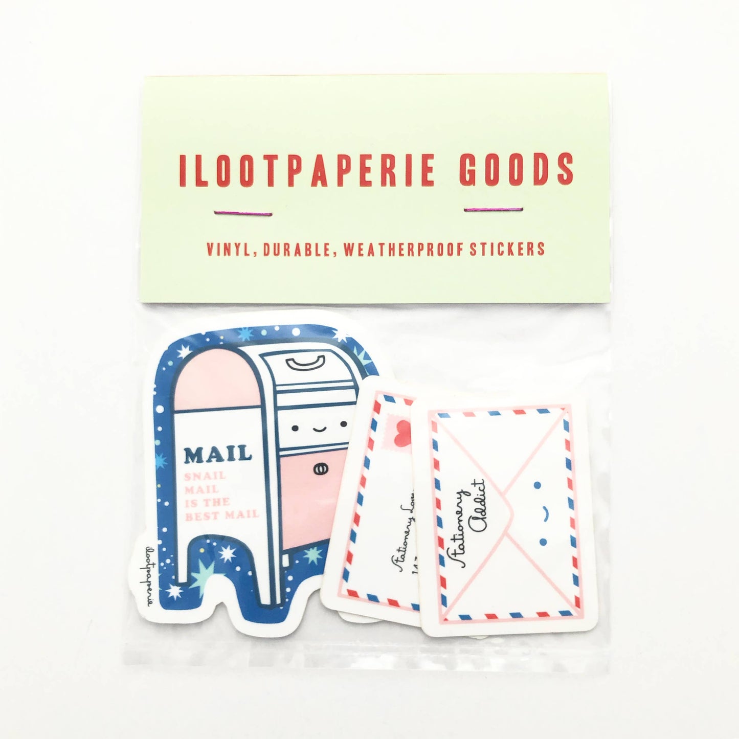 Vinyl Sticker Pack; (3 Stickers) Stationery Love with Mailbox and Envelopes