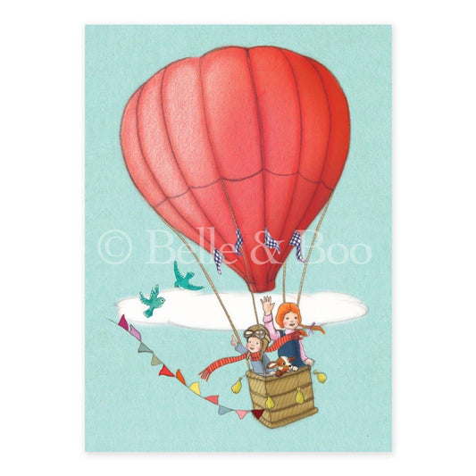 Belle & Boo Ltd Postcard; Balloon Adventure (Vintage Colors)