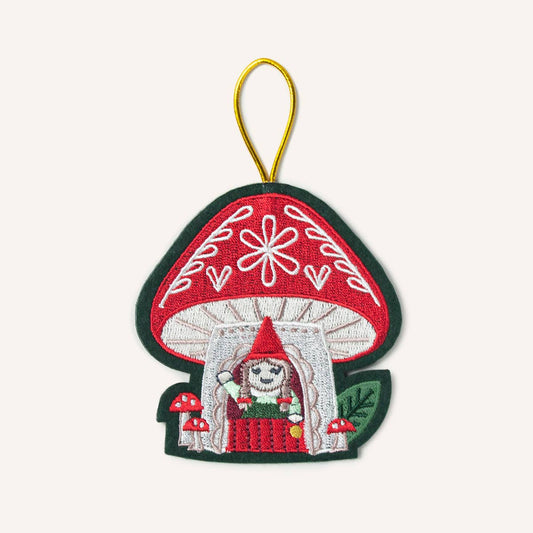 Embroidered Ornament; Gnome Home