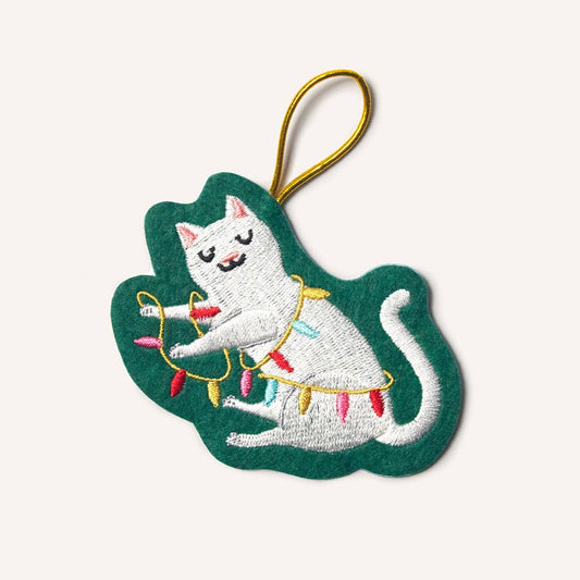 Embroidered Ornament; Tangled Cat