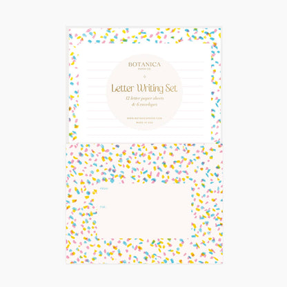 Letter Writing Set; Confetti By Botanica Paper Co. (12 Letters + 6 Envelopes)