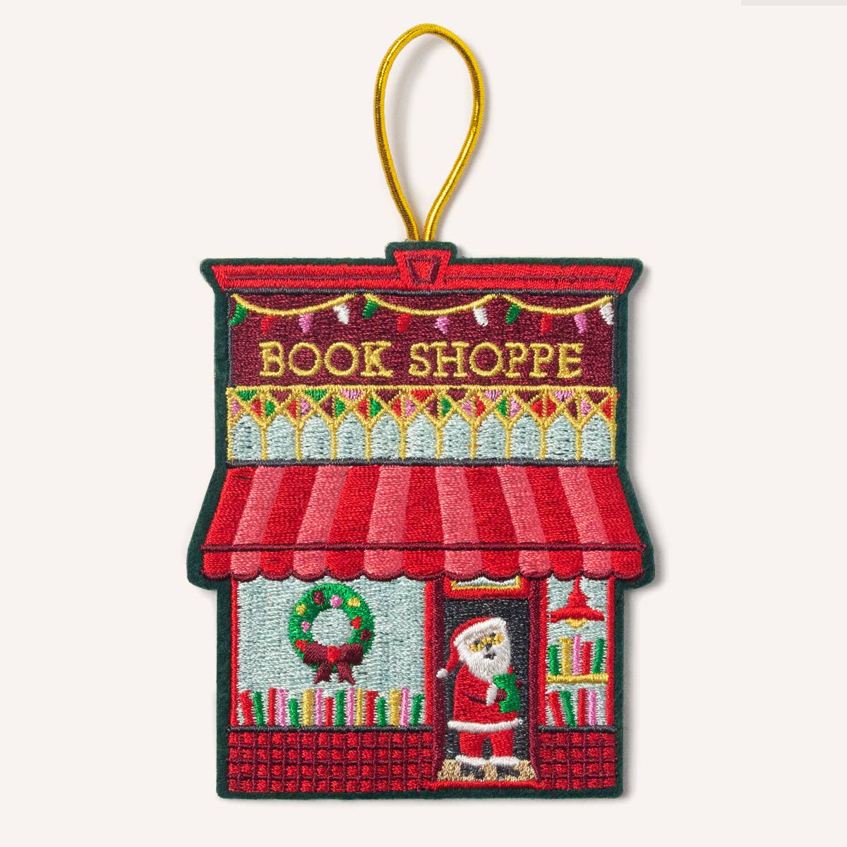 Embroidered Ornament; Book Shop