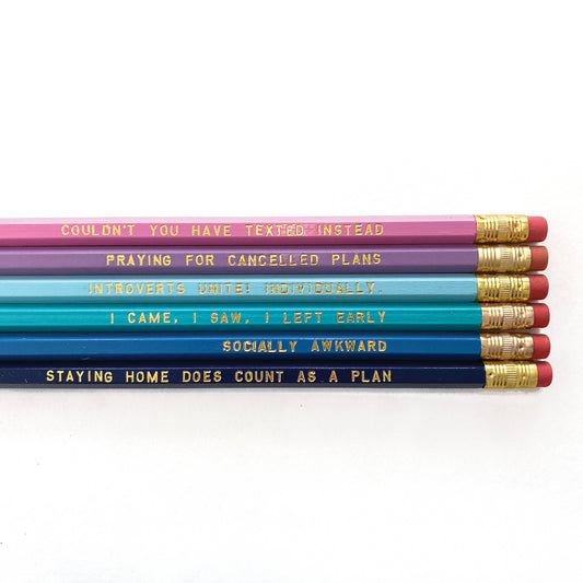 Pencil Pack; Pencils for Introverts (6 Pencils)