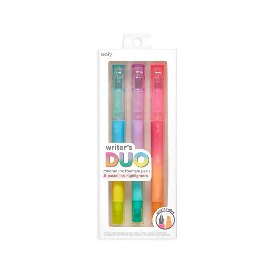 Ooly Double-Ended Fountain Pens + Highlighters (Set of 3) Writer's Duo