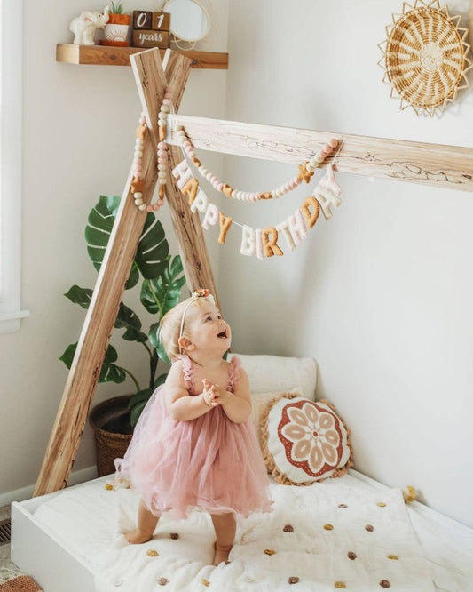 Felt Garland; Boho Star Ball (Handcrafted, Wool)
