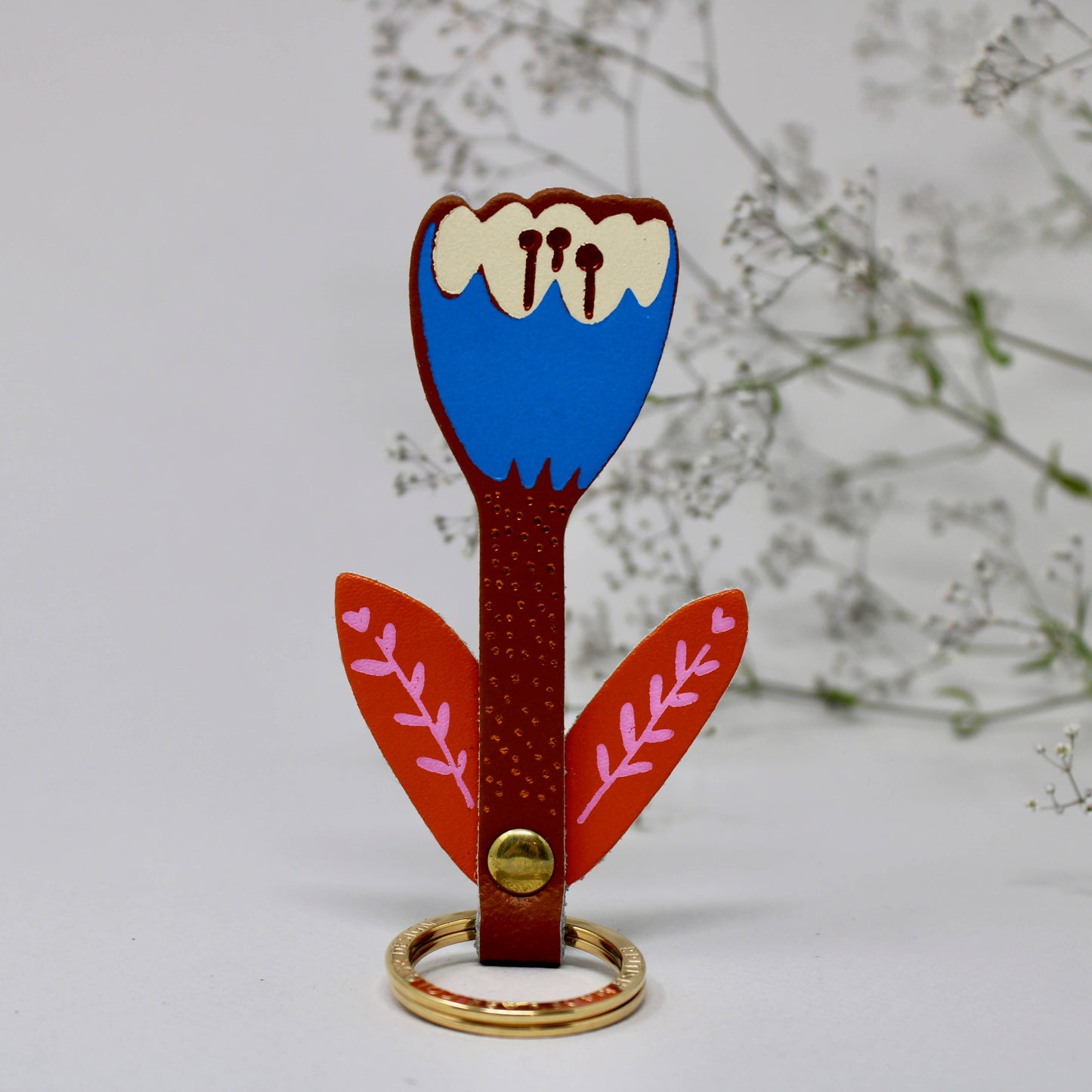 Leather Key Fob; Tulip Flower By Ark Colour Design