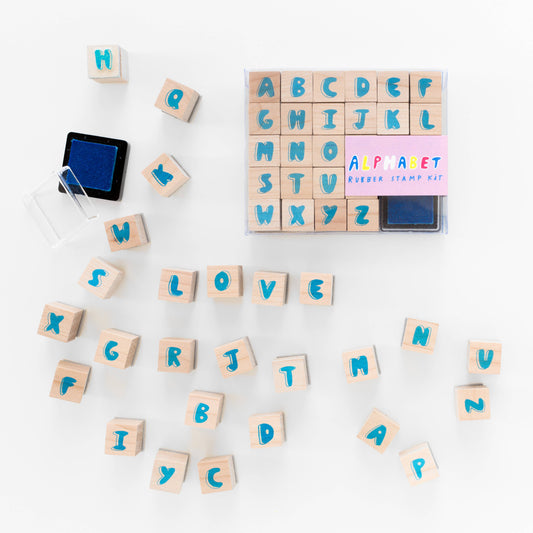 Stamp Kit; Alphabet (With Blue Neon Ink)