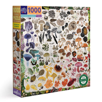 Eeboo Jigsaw Puzzle (1000 Piece Square); Mushroom Rainbow