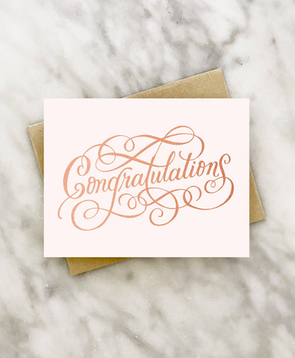 Congratulations Card; Rose Gold Foil